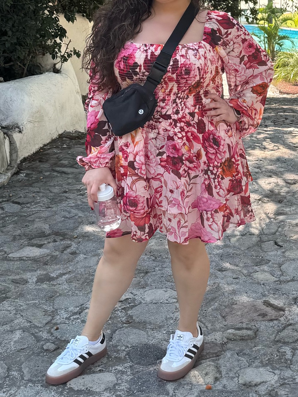 Express Pink Floral Smocked Off-Shoulder Romper
